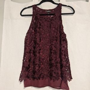 Express purple lace and sheer tank top